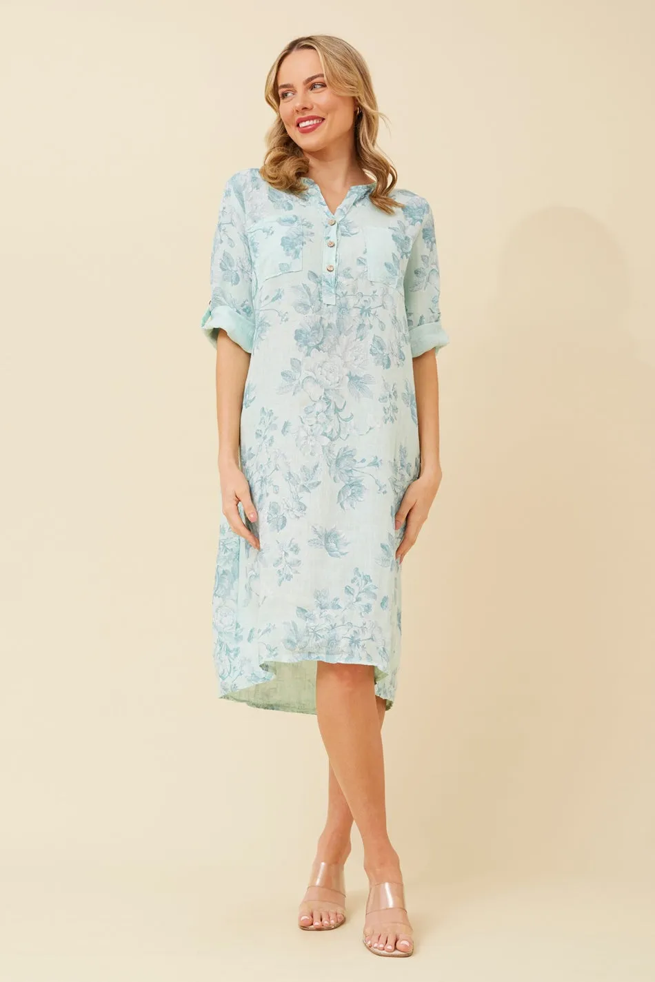 ALORA FLORAL LINEN DRESS