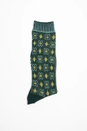 AM-776 Flower Grid Socks Green