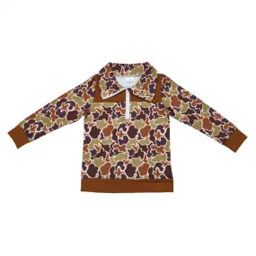 Autumn Boys Camo Patch Quarter Zip Shirt (to 14/16)