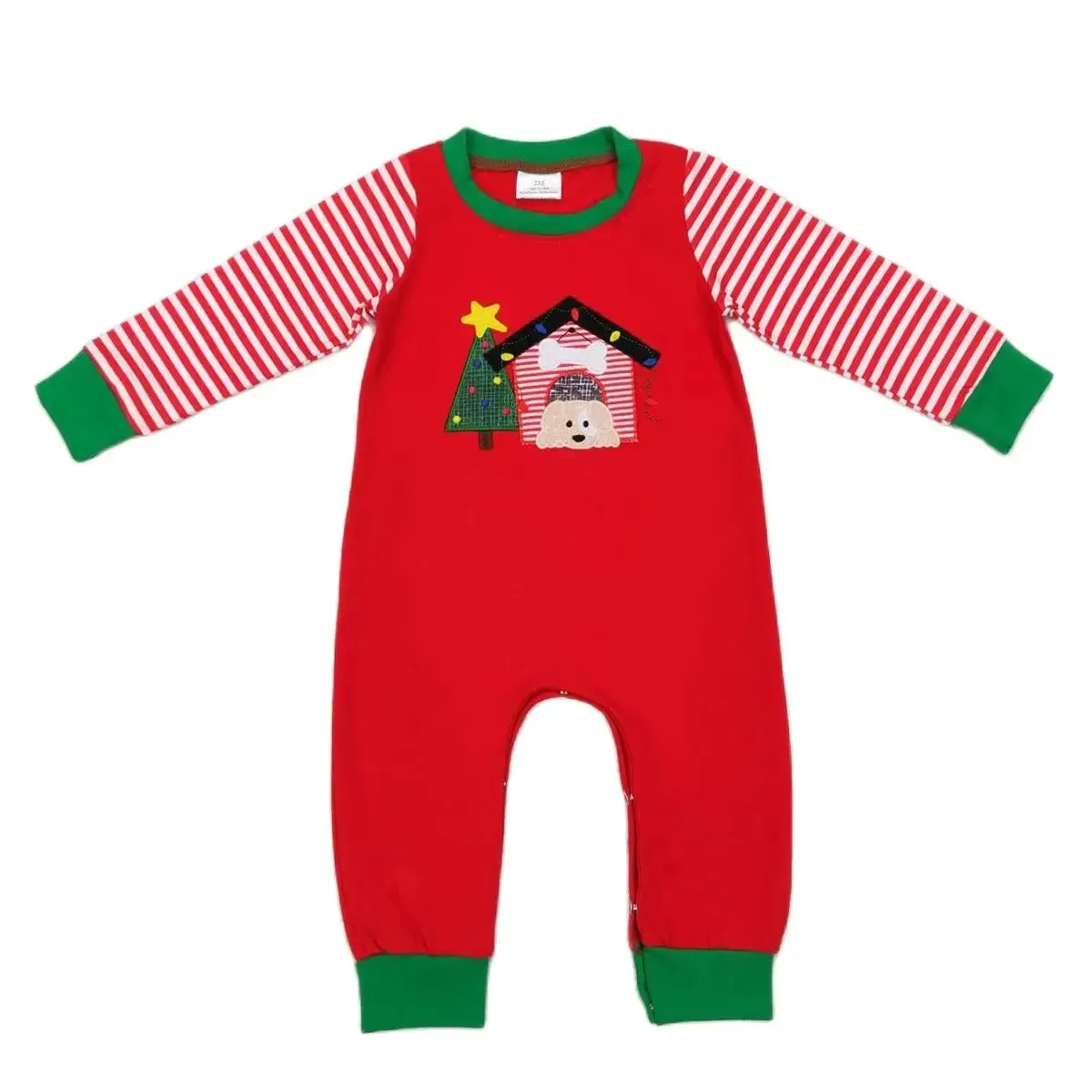 Baby Applique Romper - Christmas - Puppy Tree Farm Boys