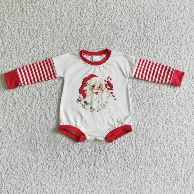 Baby Onesie Romper - Christmas Girls - Santa Stripe Candy Cane