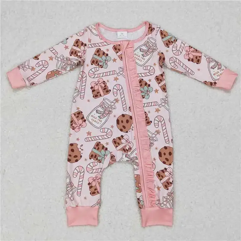 Baby Romper - Christmas - Milk & Cookies Girls Zip