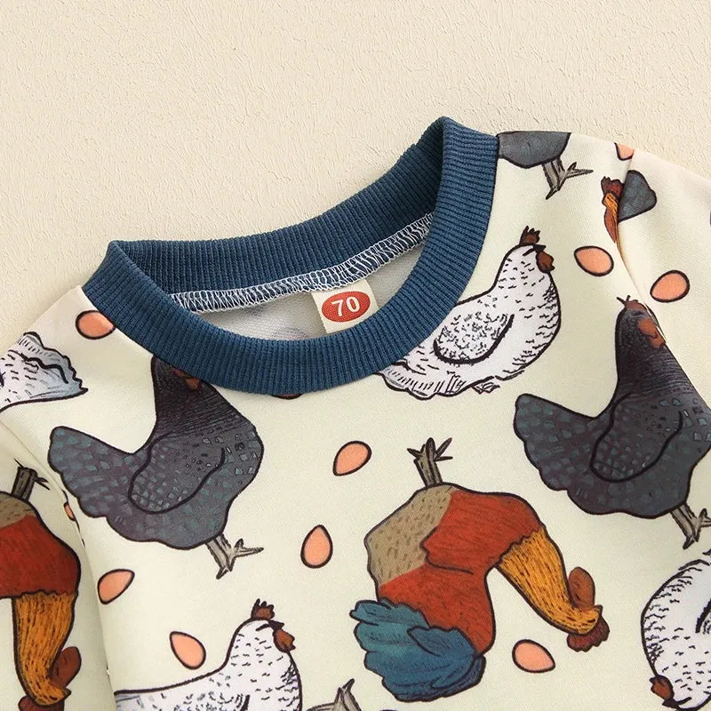 Baby Toddler Boys Chicken Farm Western Loungewear Outfit