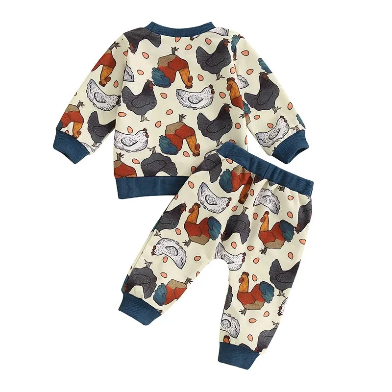 Baby Toddler Boys Chicken Farm Western Loungewear Outfit