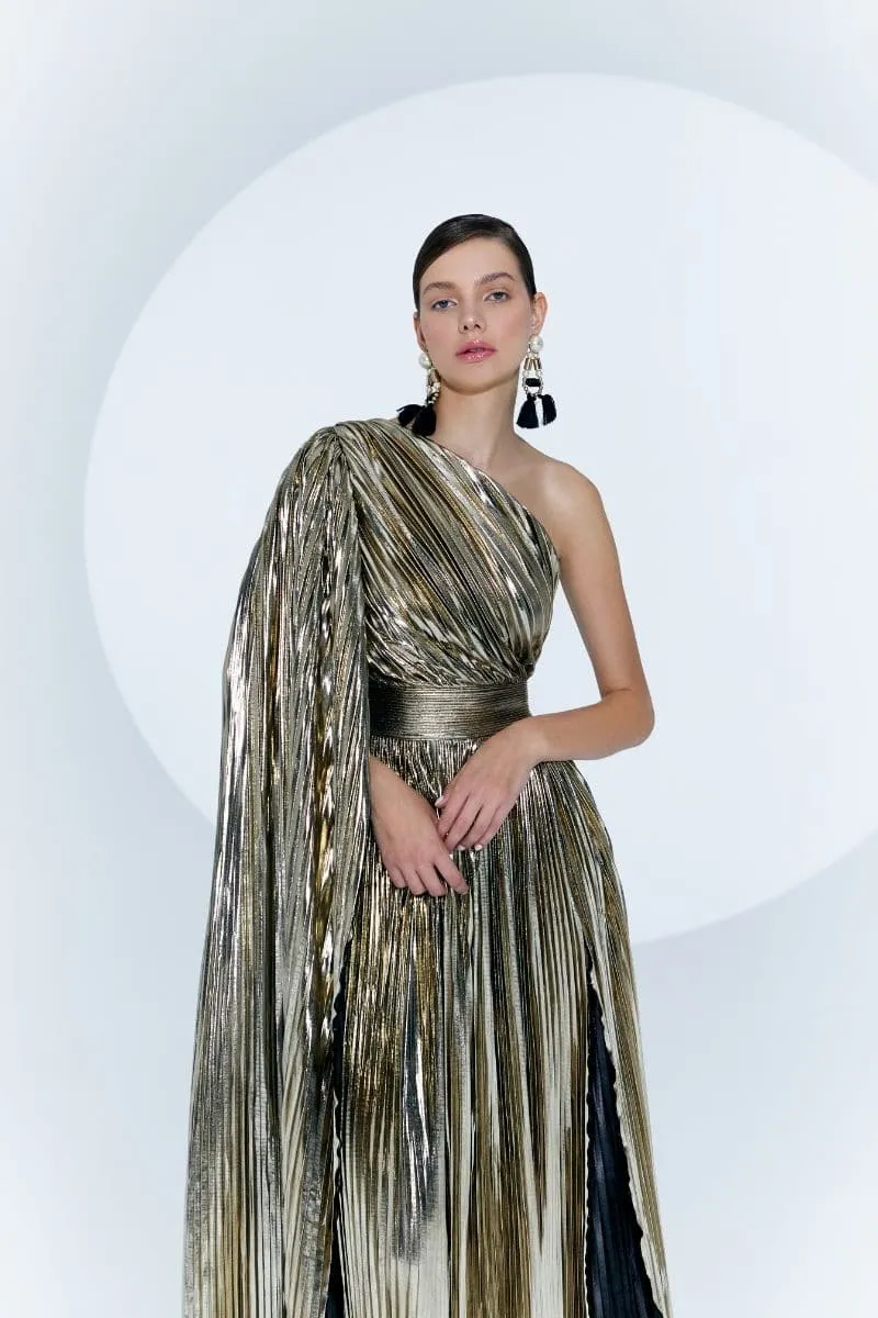 BAGLIONI GOLD ONE-SHOULDER GOWN