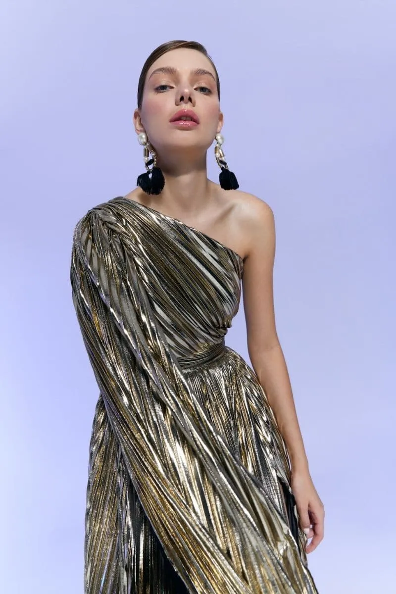 BAGLIONI GOLD ONE-SHOULDER GOWN