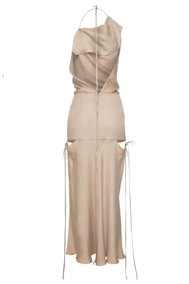 BEIGE CUT-OUT DRESS