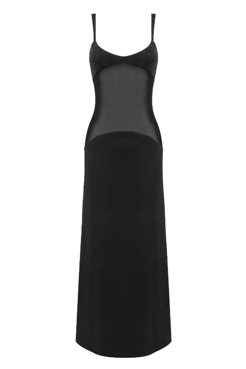 BLACK CRYSTALS MAXI DRESS