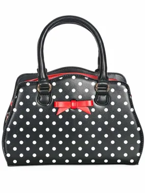 Black Retro Polka Dot Contrast Handbag