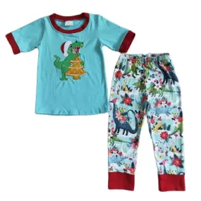 Boys Outfit - Christmas Loungewear - Dinosaur Tree Rex to 14/16