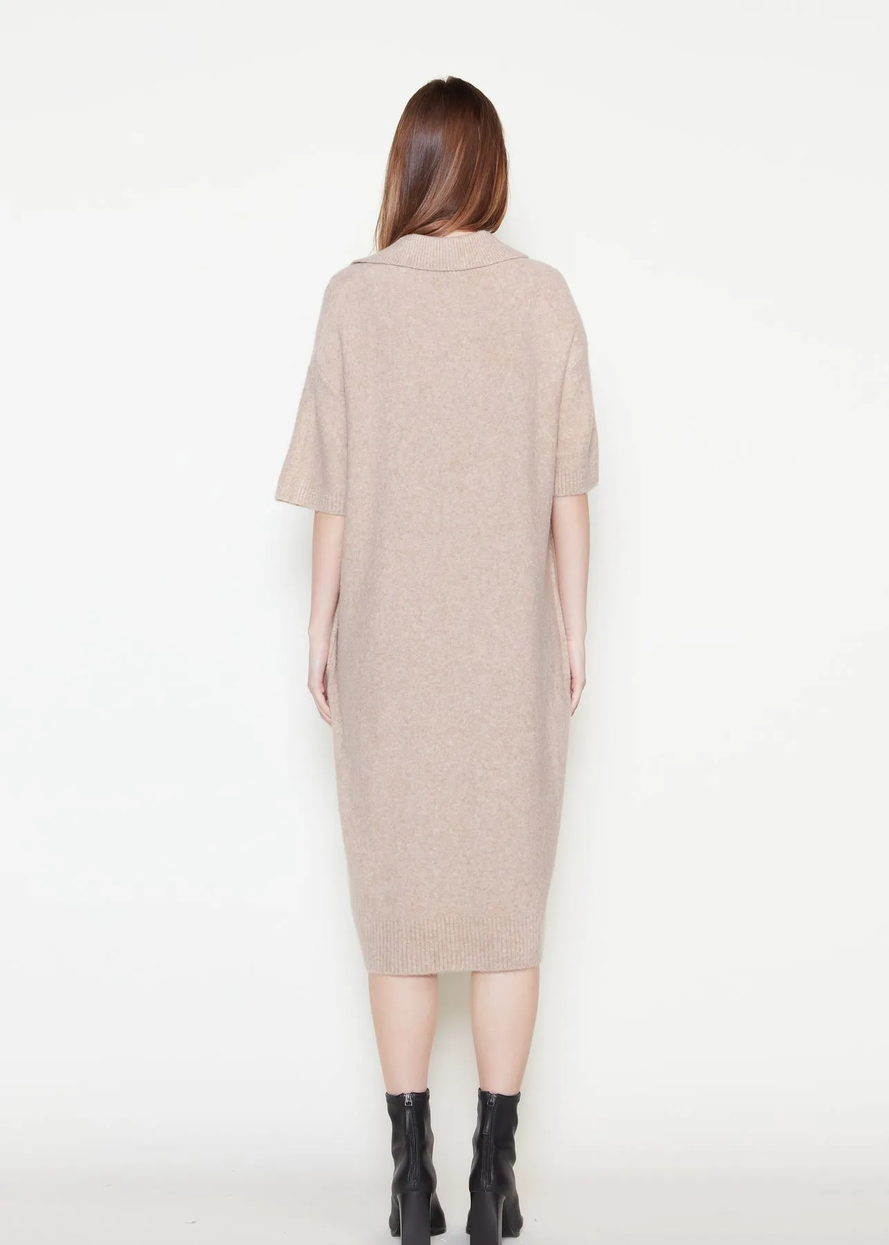 Cable Knit Collared Short Sleeved Dress