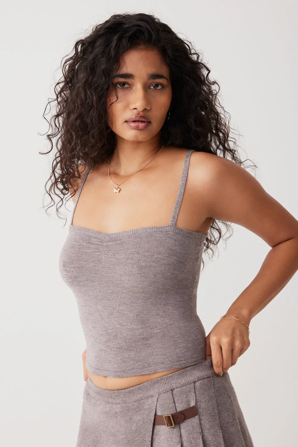 Carmen Lightweight Knit Tank - Dark Pearl