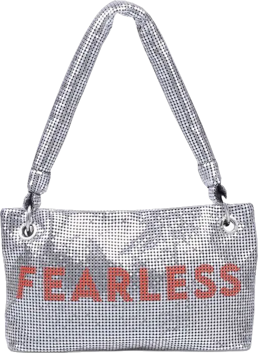 Carvela Metallic Silver Chainmail "fearless" Logo Shoulder Bag BNWT