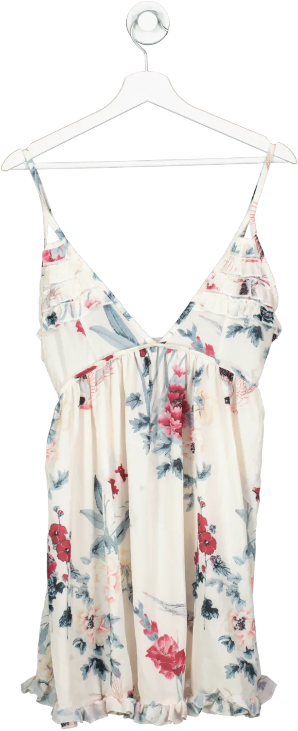 CBR Cream Strappy Flowly Mini Dress UK S