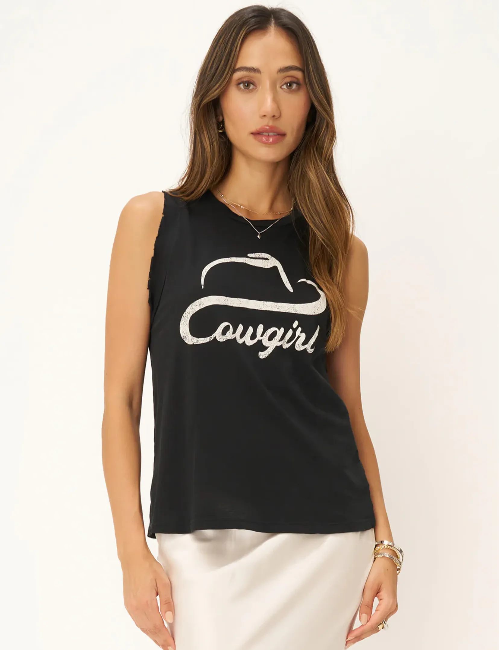 Cowgirl Tank, Dark Wash Black