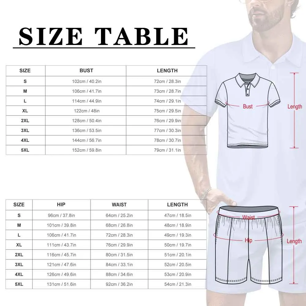 Custom Face Tropical Leaves Men's Polo Shirt and Shorts Set 2 Piece Summer Outfits Fashion Tracksuit Set