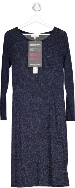 Elegant East Blue Metallic Knit Dress - UK Size 10, Perfect for Parties and Special Occasions