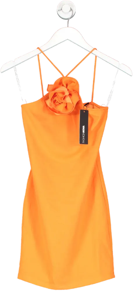 Fashion Nova Orange Gabrie Bodycon Mini Dress UK XS