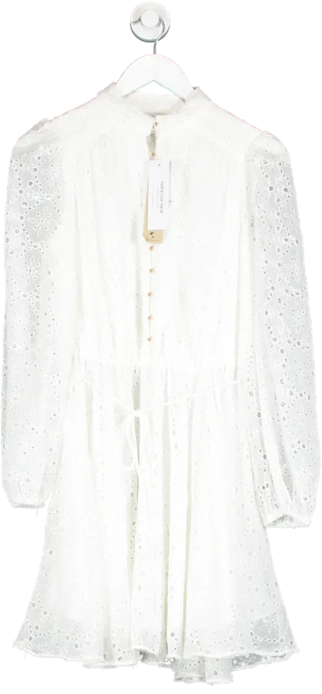 FOREVER NEW White Thea Broderie Mini Dress UK 8