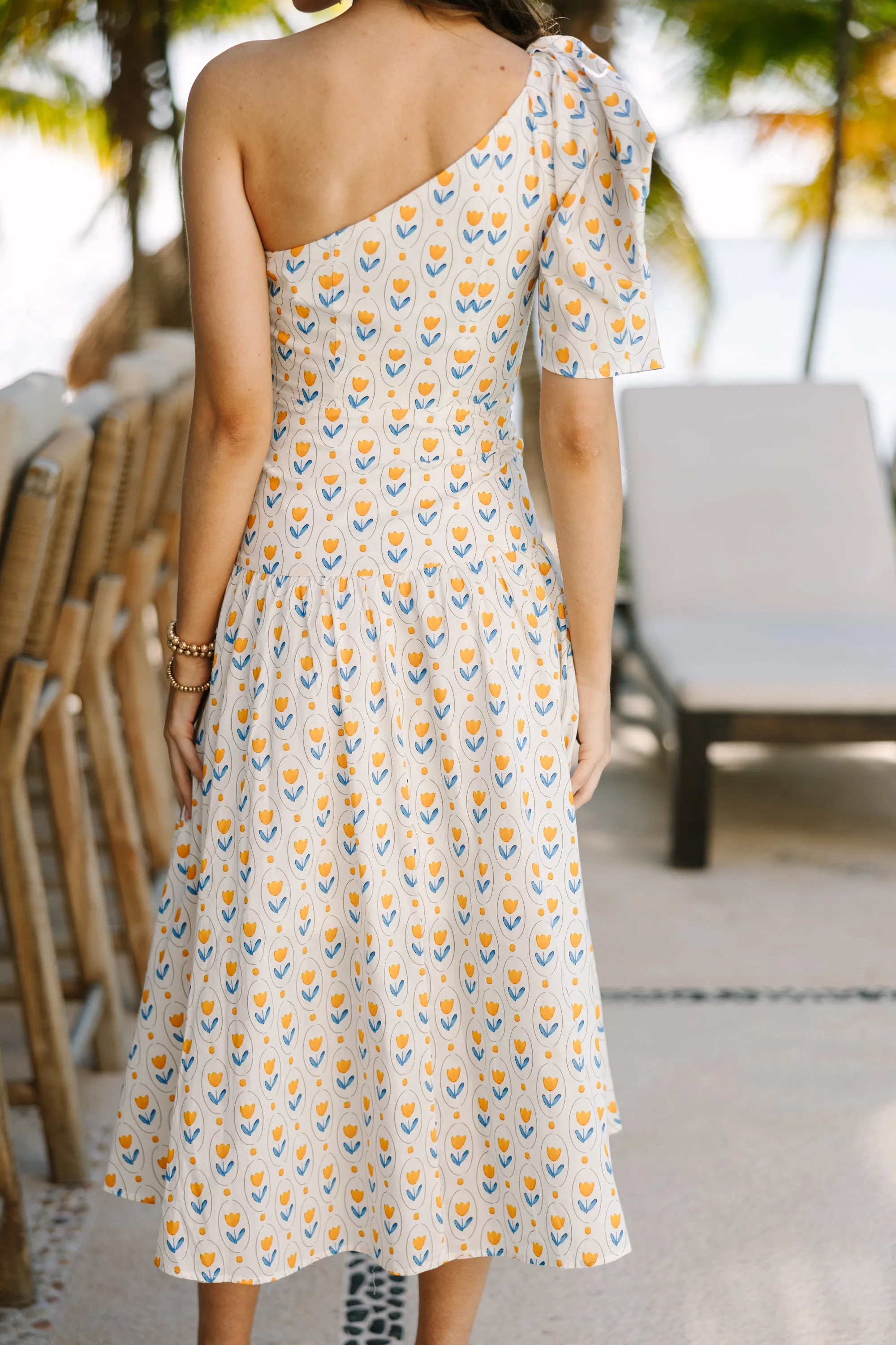 From The Top Yellow Floral Midi Dress