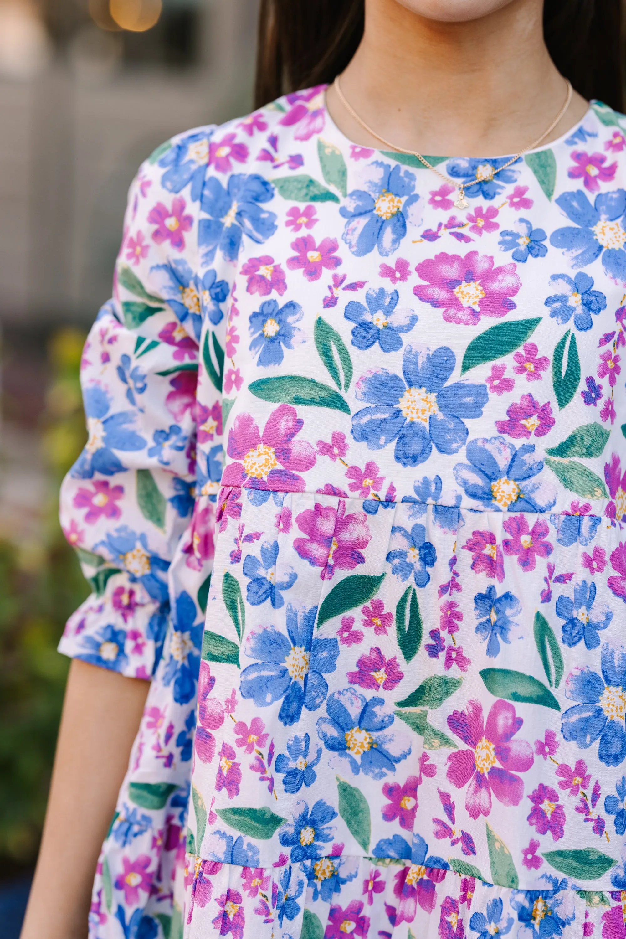 Girls: Hoping For Fun Blue Floral Dress