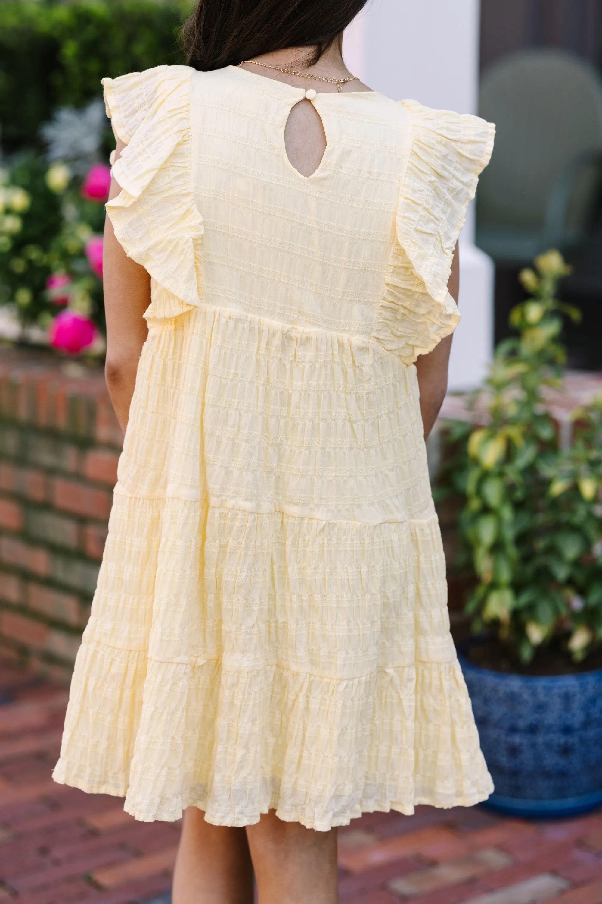 Girls: Just So Sweet Lemon Yellow Ruffled Dress