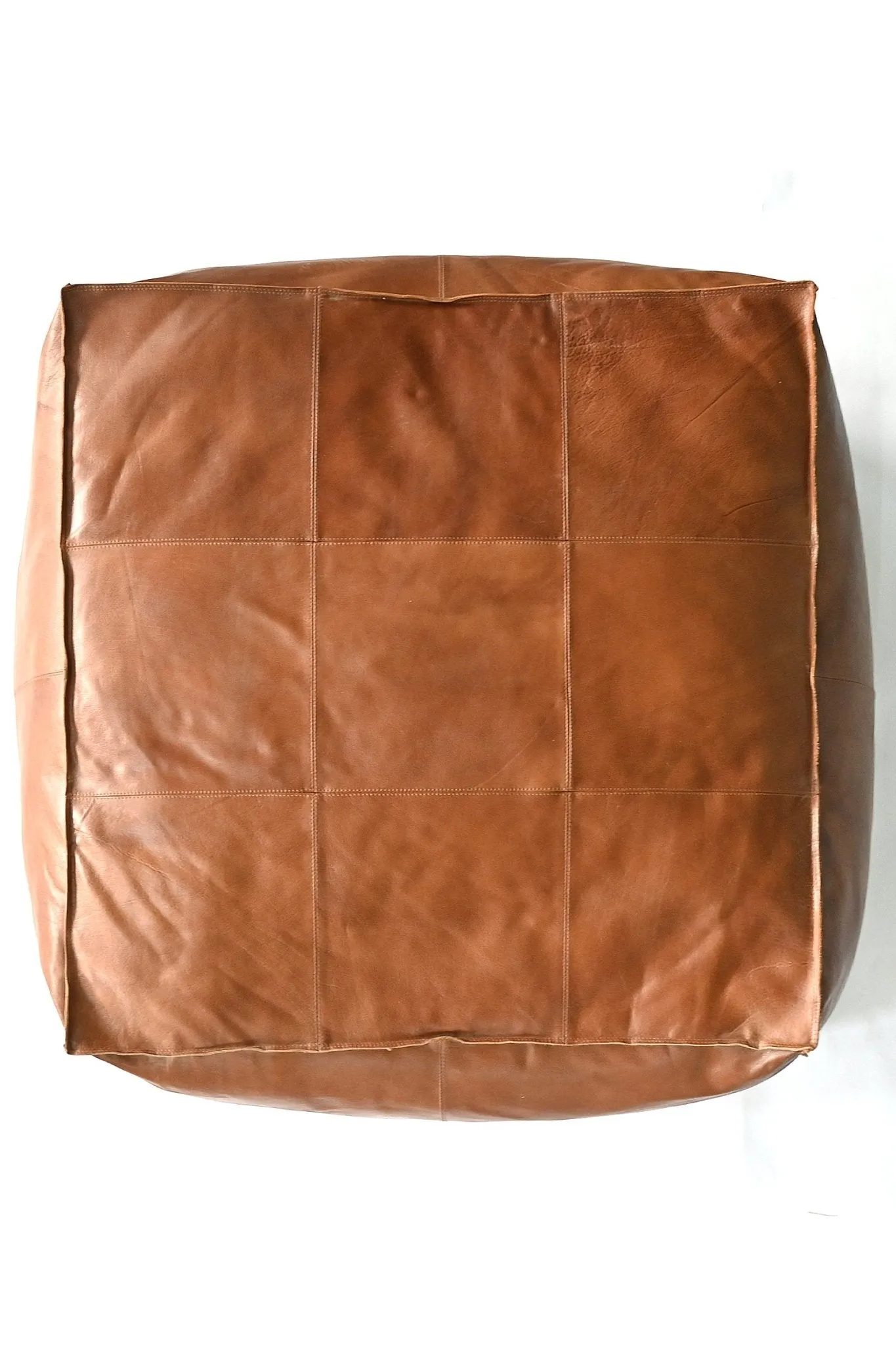 HARPER- CUBICAL  LEATHER POUF