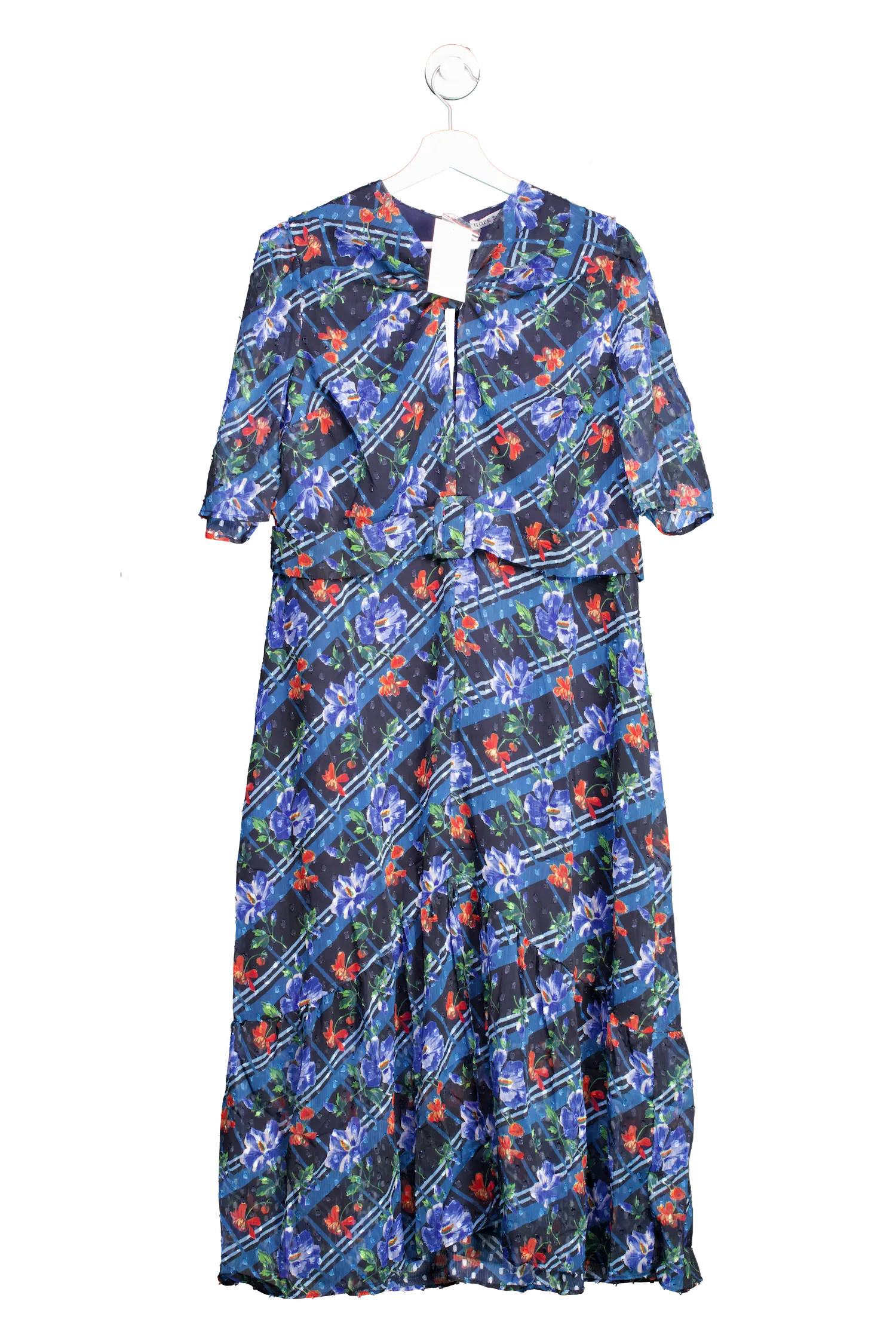 HOPE & IVY Val Midi Dress Blue Multi UK 20