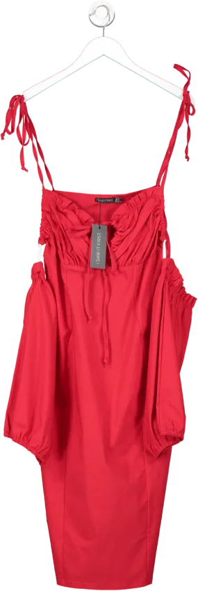 I saw it first Red Milk Maid Puff Sleeve Dress UK 12