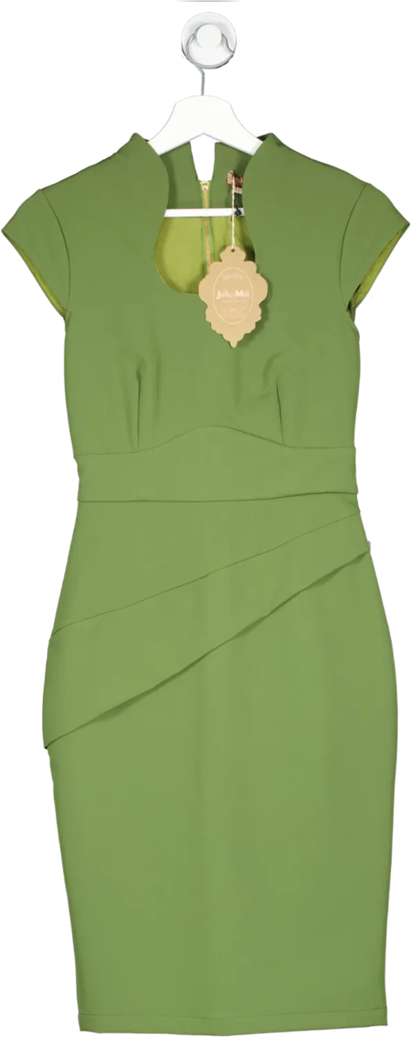 Jolie Moi Green High Collar Shift Dress UK 8