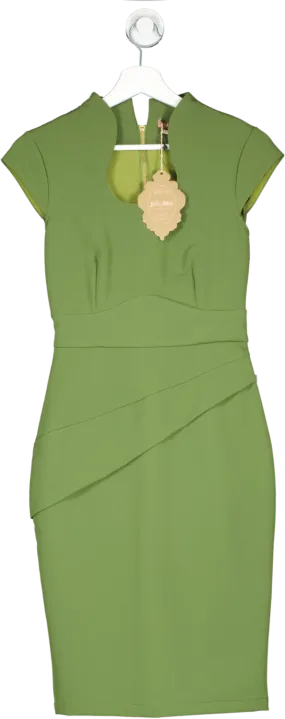 Jolie Moi Green High Collar Shift Dress UK 8