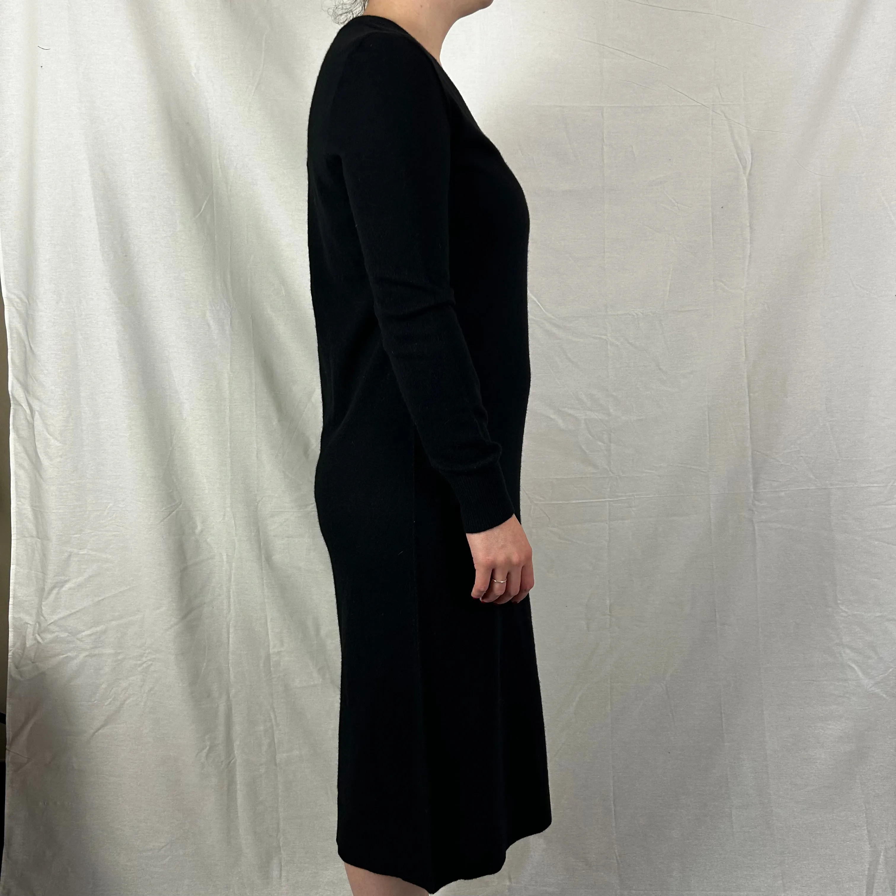 Joseph Brand New 545 Elegant Black Mongolian Cashmere Knit Tina Dress - Size Small