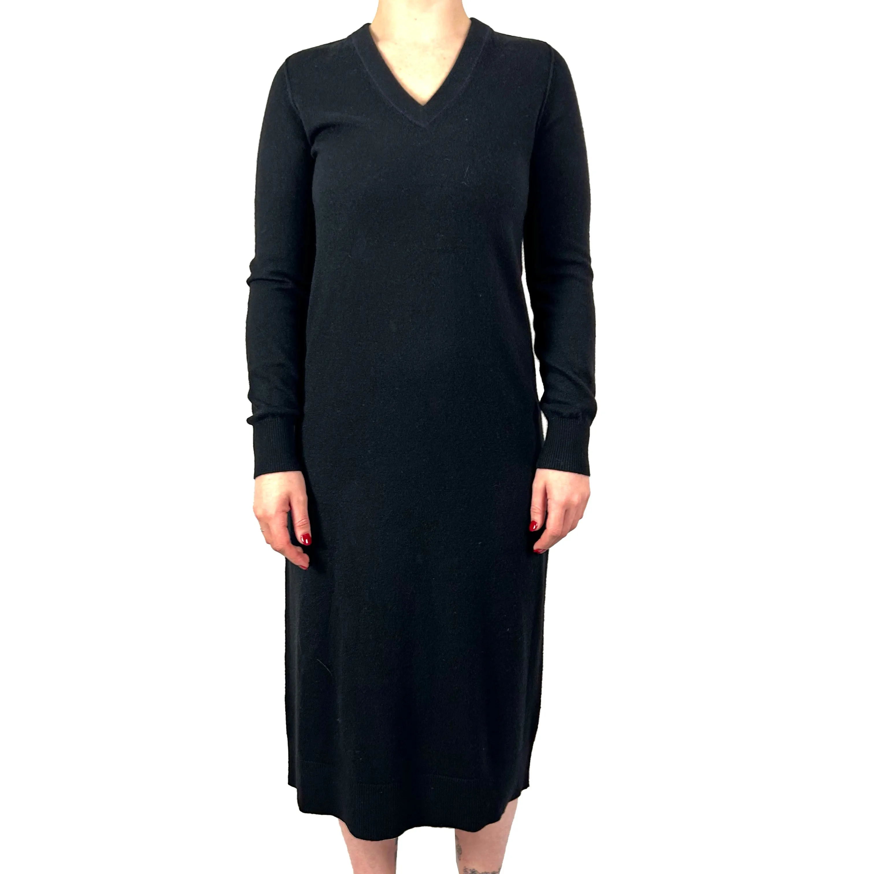 Joseph Brand New 545 Elegant Black Mongolian Cashmere Knit Tina Dress - Size Small