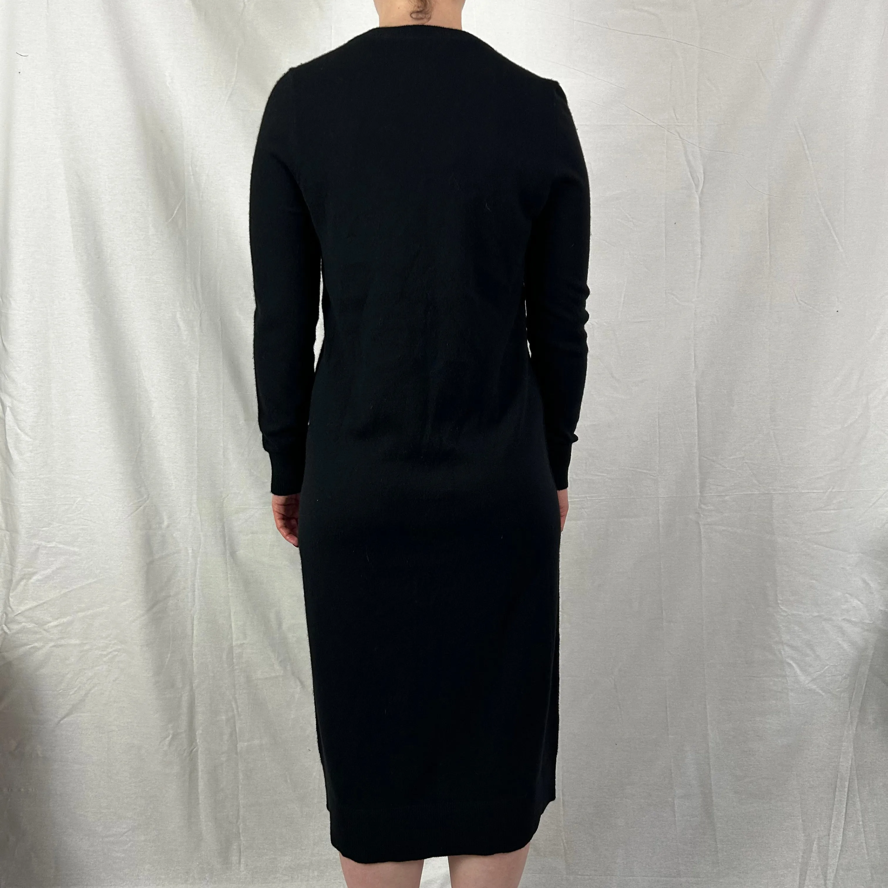 Joseph Brand New 545 Elegant Black Mongolian Cashmere Knit Tina Dress - Size Small