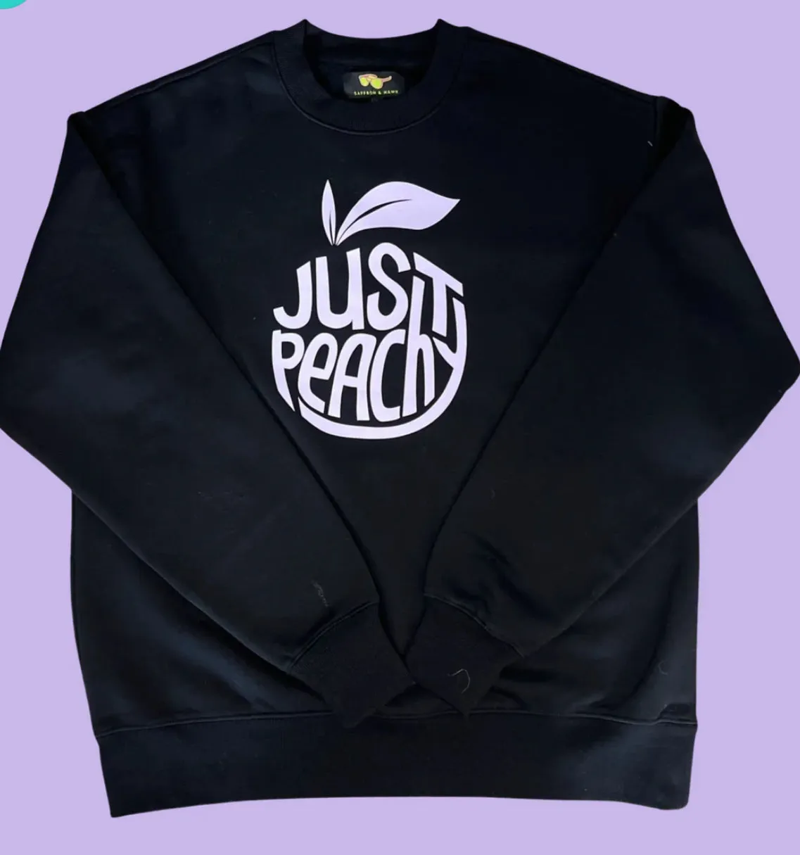 Just Peachy Crew black with purple