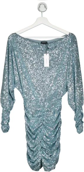 Karen Millen Blue Stretch Jersey Sequin Mini Dress UK XS