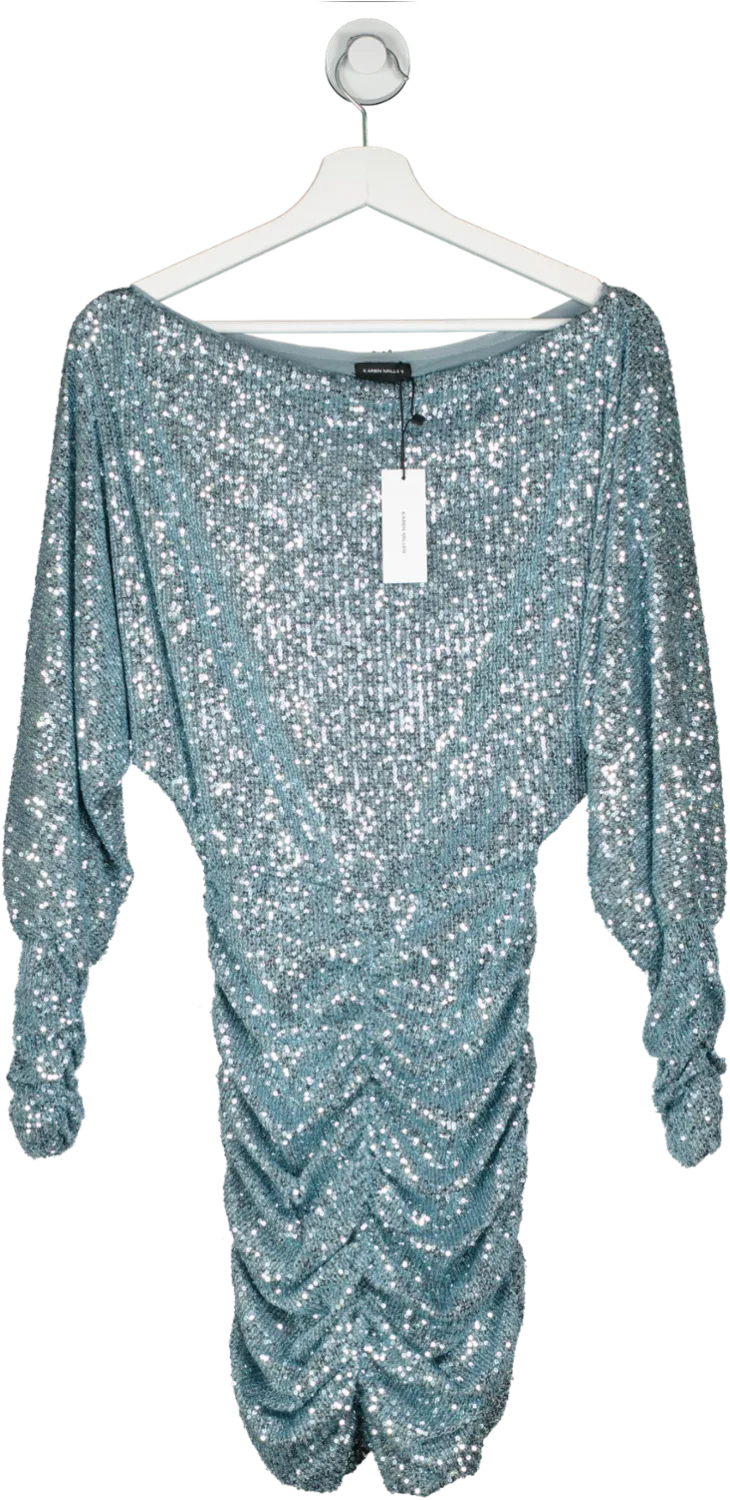 Karen Millen Blue Stretch Jersey Sequin Mini Dress UK XS