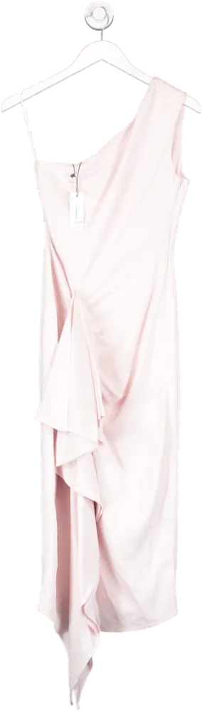 Karen Millen Pink Compact Viscose Tailored One Shoulder Drape Front Pencil Dress UK 6