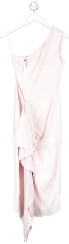 Karen Millen Pink Compact Viscose Tailored One Shoulder Drape Front Pencil Dress UK 6