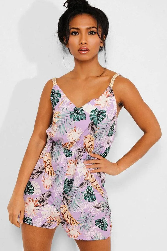 Lilac Tropical Print Cami Playsuit