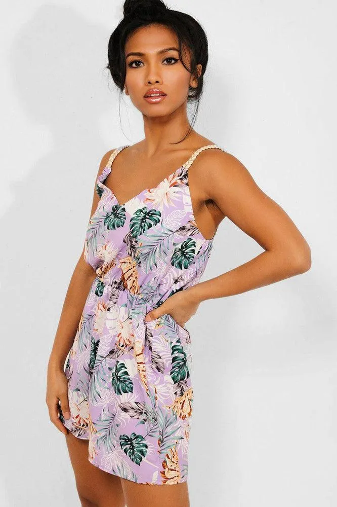 Lilac Tropical Print Cami Playsuit