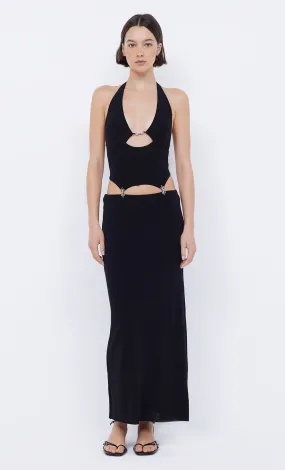 MALENA CLASP MAXI DRESS - BLACK