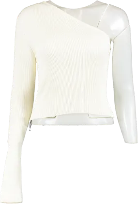 Marcela Cream One Shoulder Knit Sleeve Top UK S