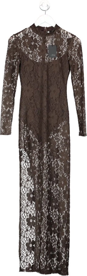 NBD Brown Lace Maxi Dress UK XS