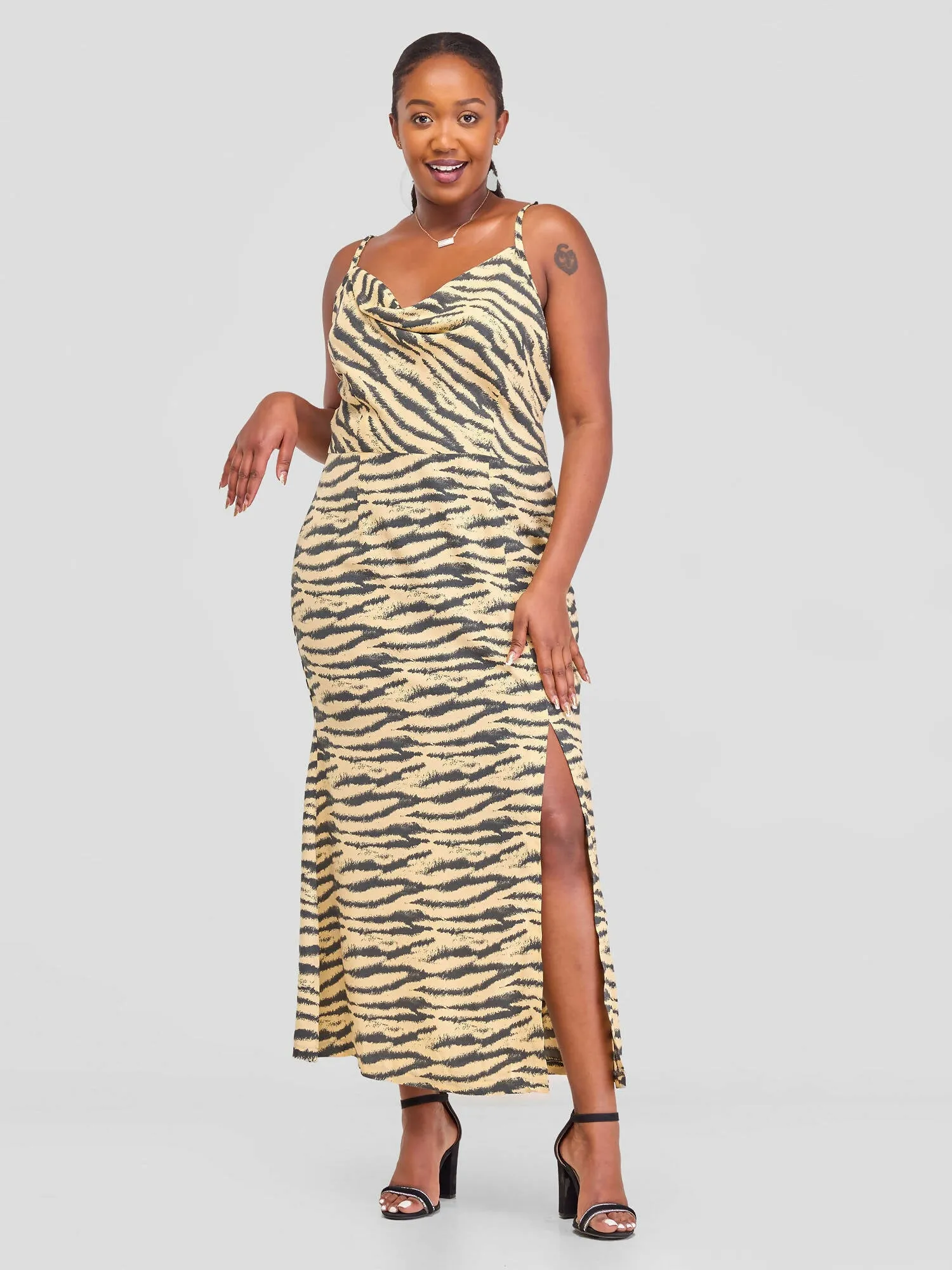 Pure Buxom Cowl Neck Maxi Dress - Yellow