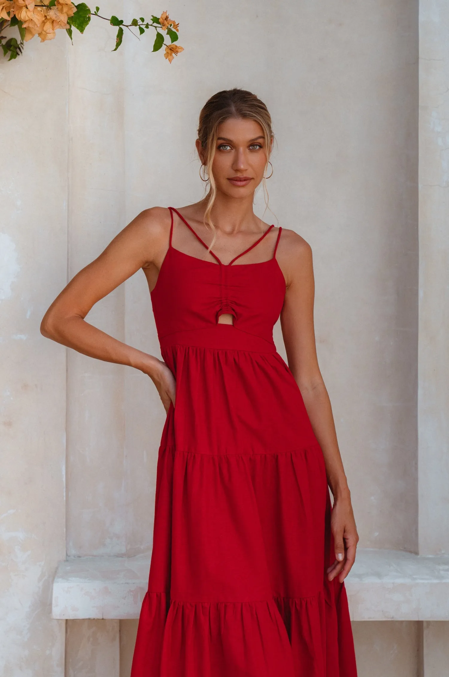 Rafaela Strappy Linen Midi Dress