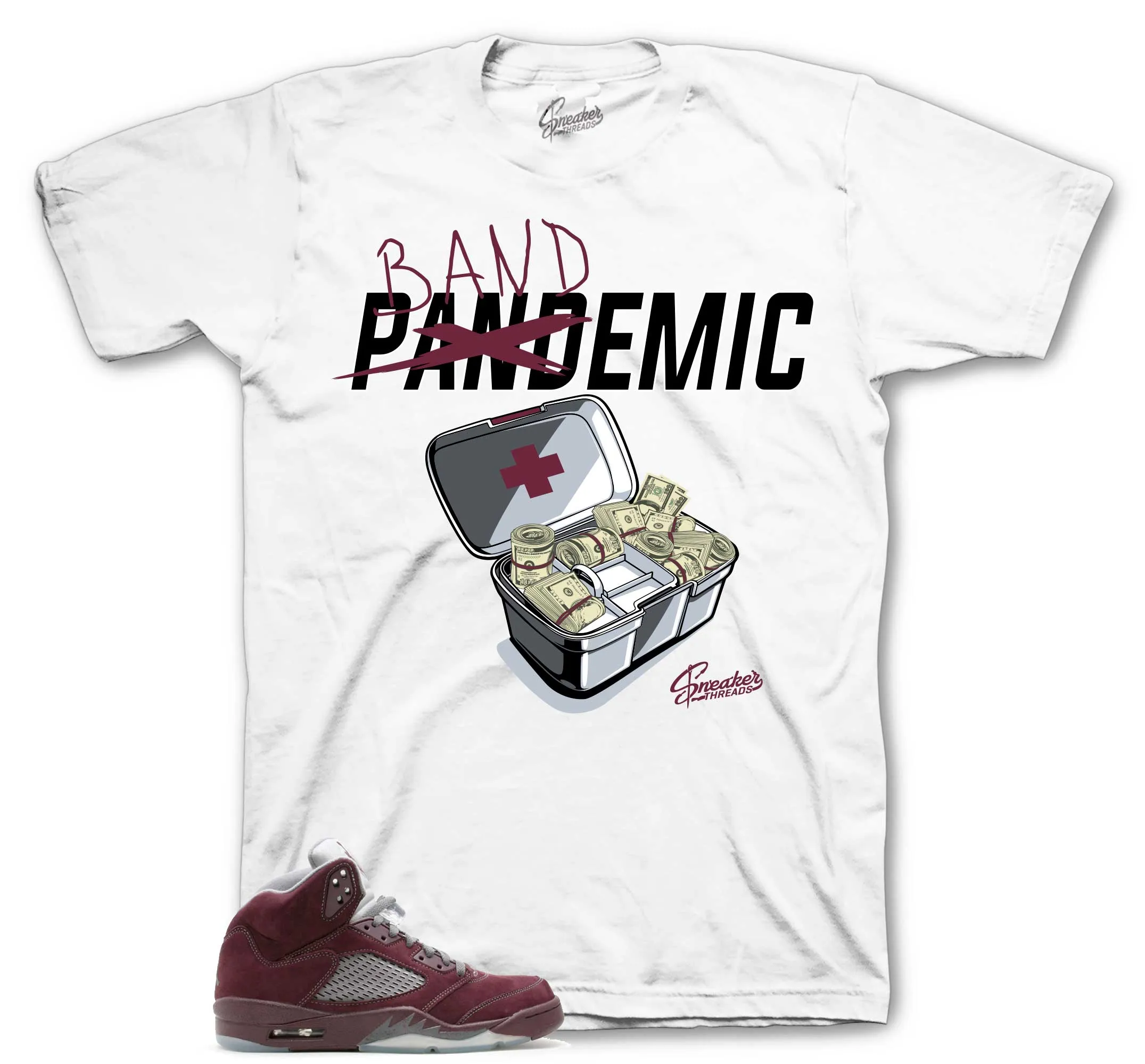 Retro 5 Burgundy Bandemic Shirt