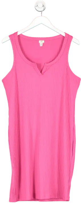 River Island Pink Ribbed Bodycon Mini Dress UK 18