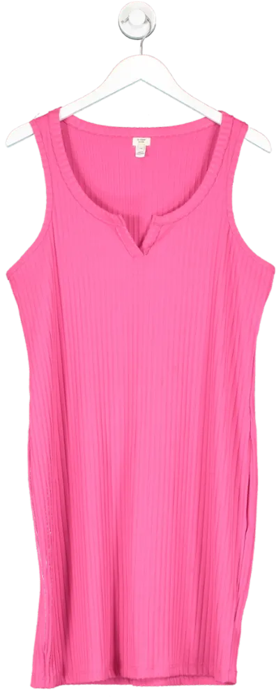 River Island Pink Ribbed Bodycon Mini Dress UK 18