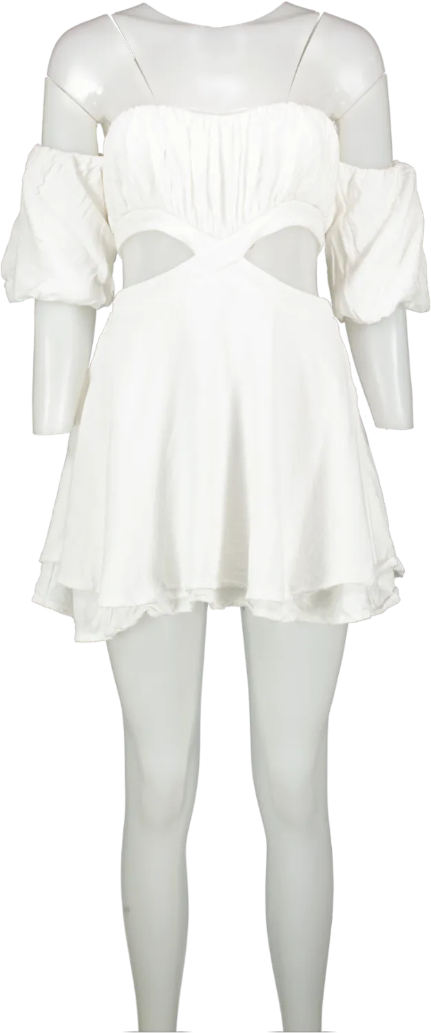 Runaway The Label White Linen Blend Cut Out Mini Dress UK 8